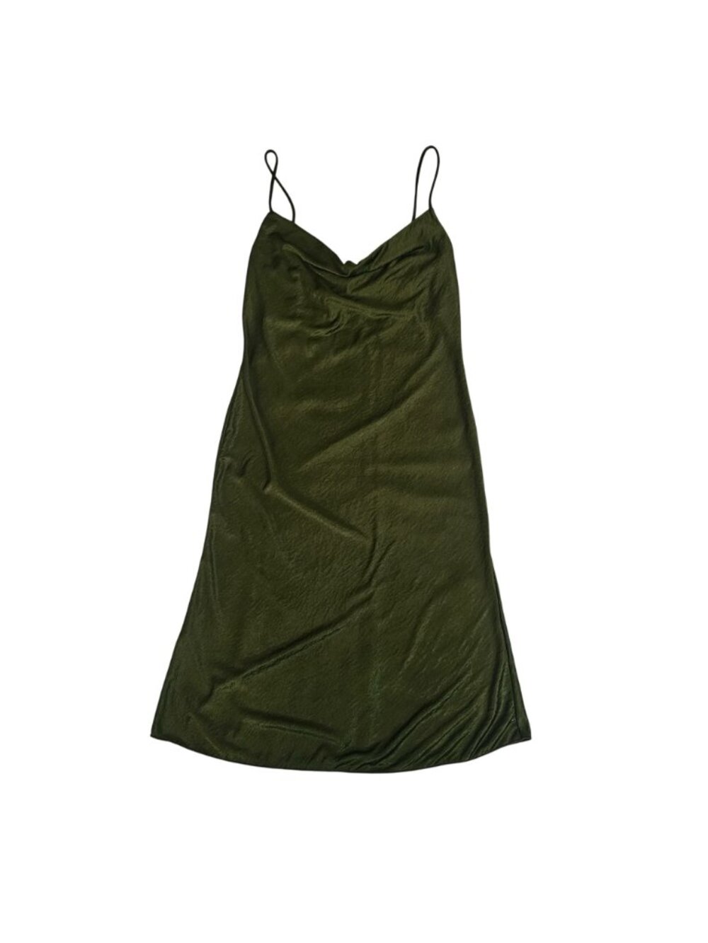 Sincerely Jules Olive Green Draped Neck Spaghetti Strap Slip Dress Size Large - Picture 3 of 11
